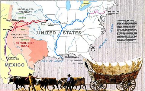 A map of the Santa Fe Trail